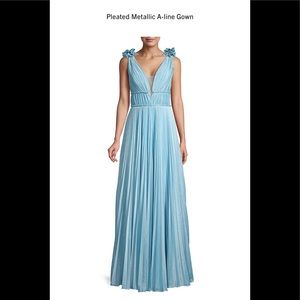 Basix Black Label Pleated Metallic A-Line Gown